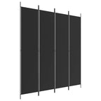 Divisorio a 4 Pannelli Nero 200x220 cm in Tessuto