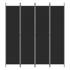 Divisorio a 4 Pannelli Nero 200x220 cm in Tessuto