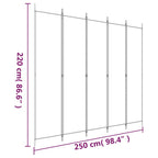 Divisorio a 5 Pannelli Bianco 250x220 cm Tessuto