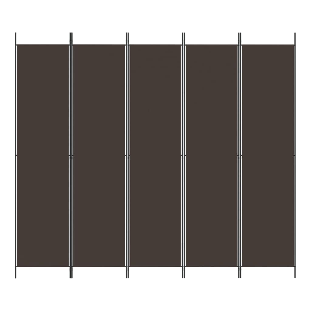 Divisorio a 5 Pannelli Marrone 250x220 cm in Tessuto