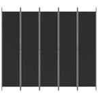Divisorio 5 Pannelli Nero 250x220 cm Tessuto