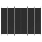 Divisorio a 6 Pannelli Nero 300x220 cm in Tessuto