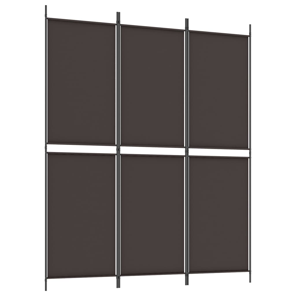 Divisorio a 3 Pannelli Marrone 150x180 cm in Tessuto