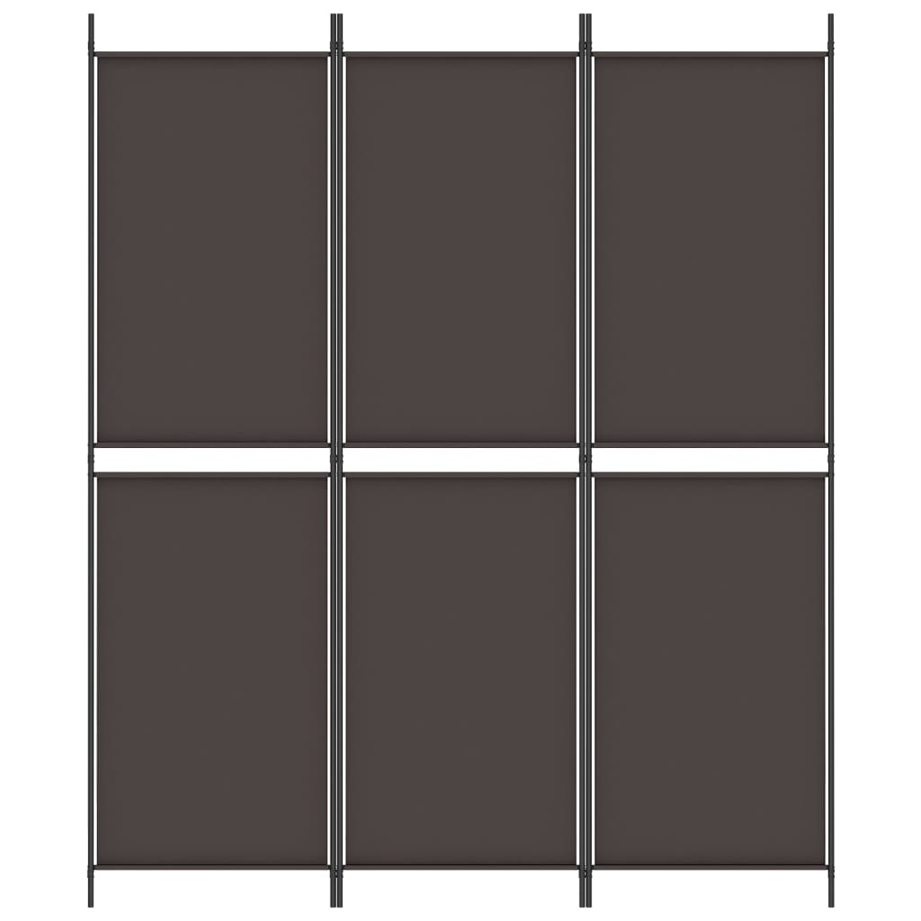 Divisorio a 3 Pannelli Marrone 150x180 cm in Tessuto