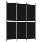 Divisorio a 3 Pannelli Nero 150x180 cm in Tessuto