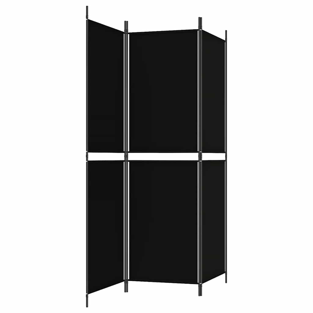 Divisorio a 3 Pannelli Nero 150x180 cm in Tessuto