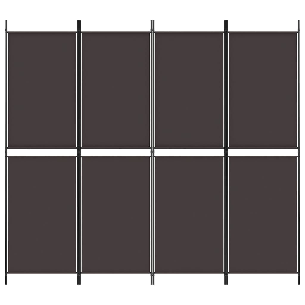 Divisorio a 4 Pannelli Marrone 200x180 cm in Tessuto