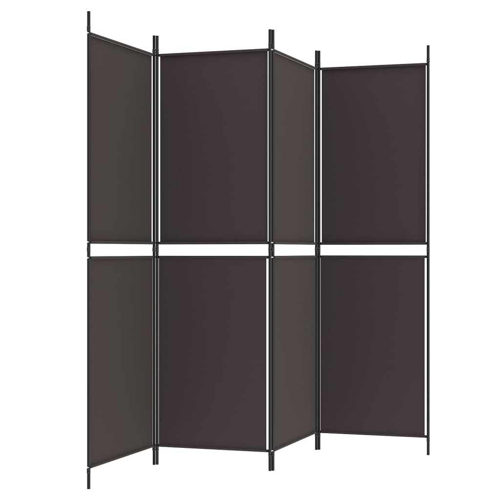 Divisorio a 4 Pannelli Marrone 200x180 cm in Tessuto