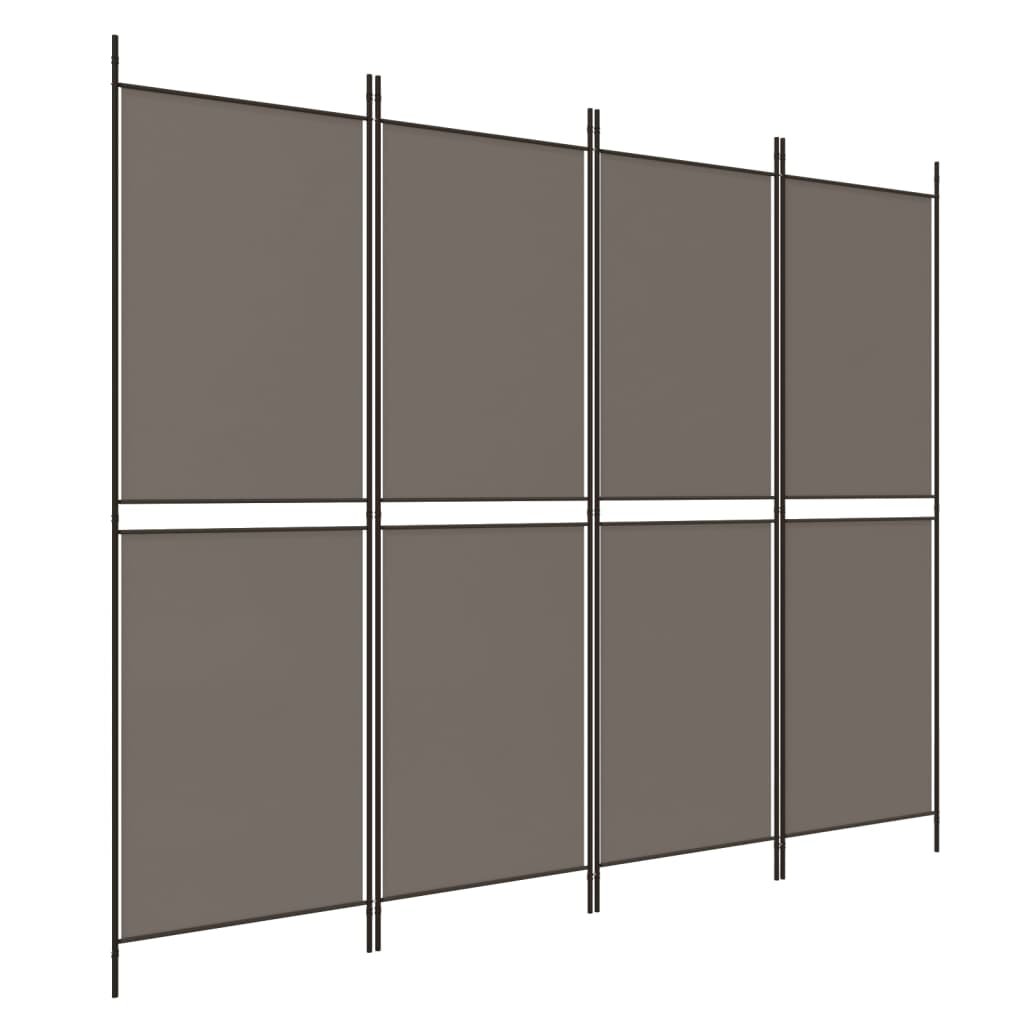 Divisorio a 4 Pannelli Antracite 200x180 cm Tessuto