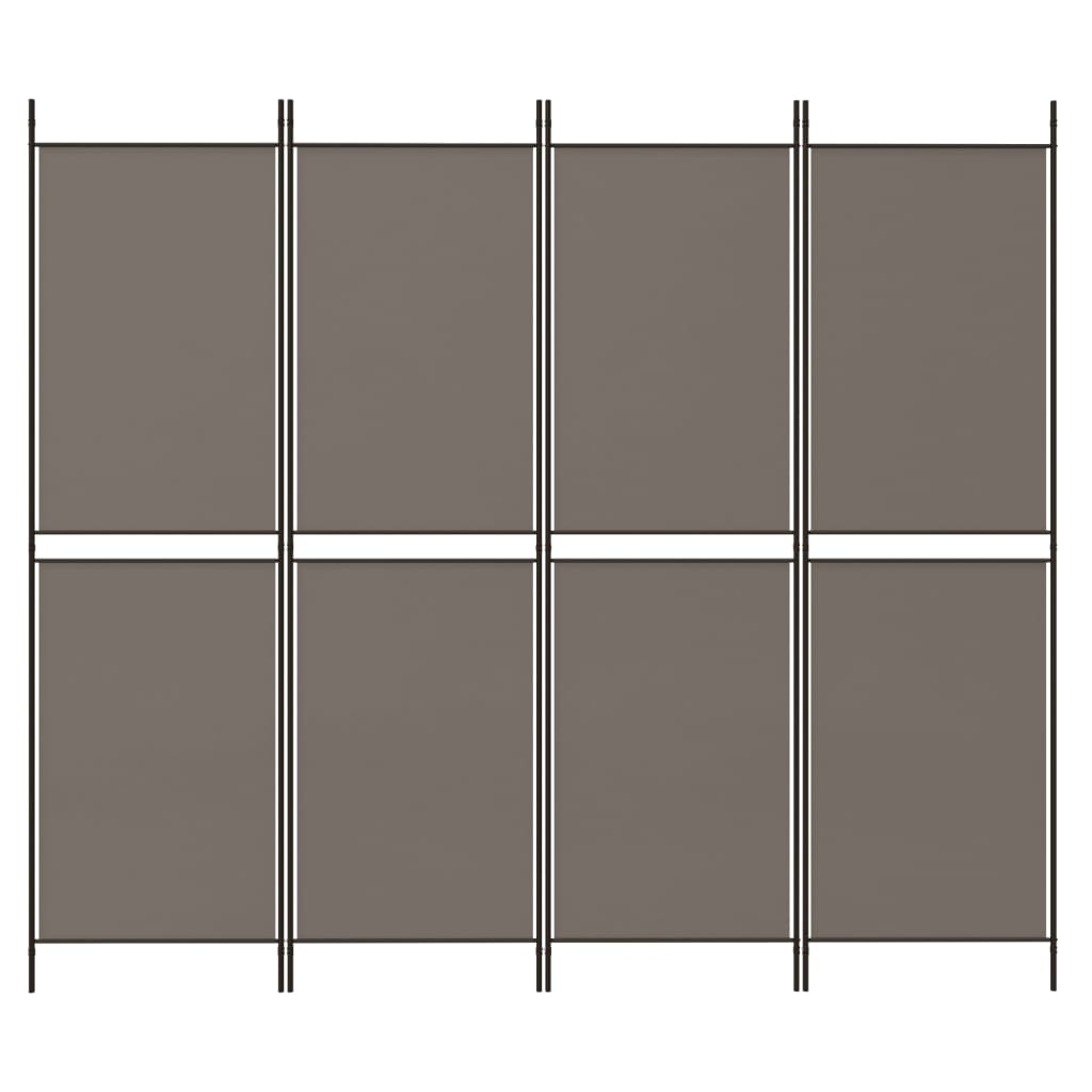 Divisorio a 4 Pannelli Antracite 200x180 cm Tessuto