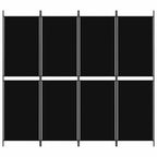 Divisorio a 4 Pannelli Nero 200x180 cm in Tessuto