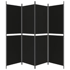 Divisorio a 4 Pannelli Nero 200x180 cm in Tessuto