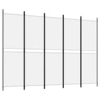 Divisorio a 5 Pannelli Bianco 250x180 cm Tessuto