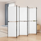 Divisorio a 6 Pannelli Bianco 300 x 180 cm Tessuto