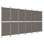 Divisorio a 6 Pannelli Antracite 300 x 180 cm Tessuto