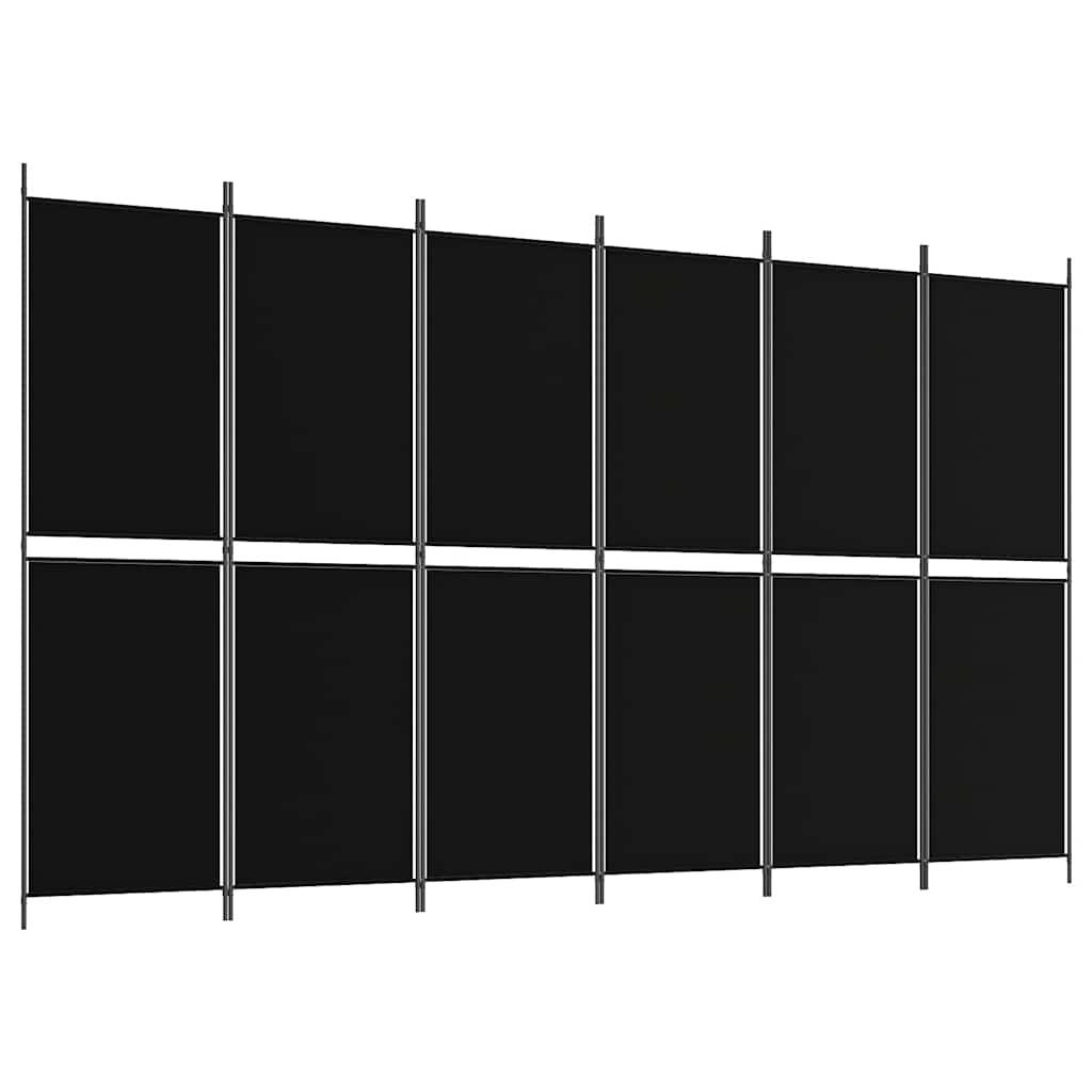 Divisorio a 6 Pannelli Nero 300 x 180 cm in Tessuto