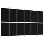 Divisorio a 6 Pannelli Nero 300 x 180 cm in Tessuto
