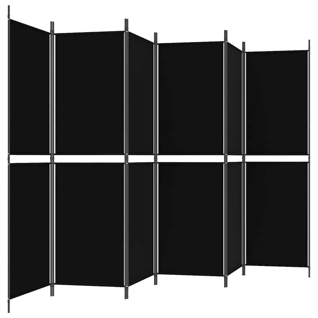 Divisorio a 6 Pannelli Nero 300 x 180 cm in Tessuto