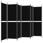 Divisorio a 6 Pannelli Nero 300 x 180 cm in Tessuto