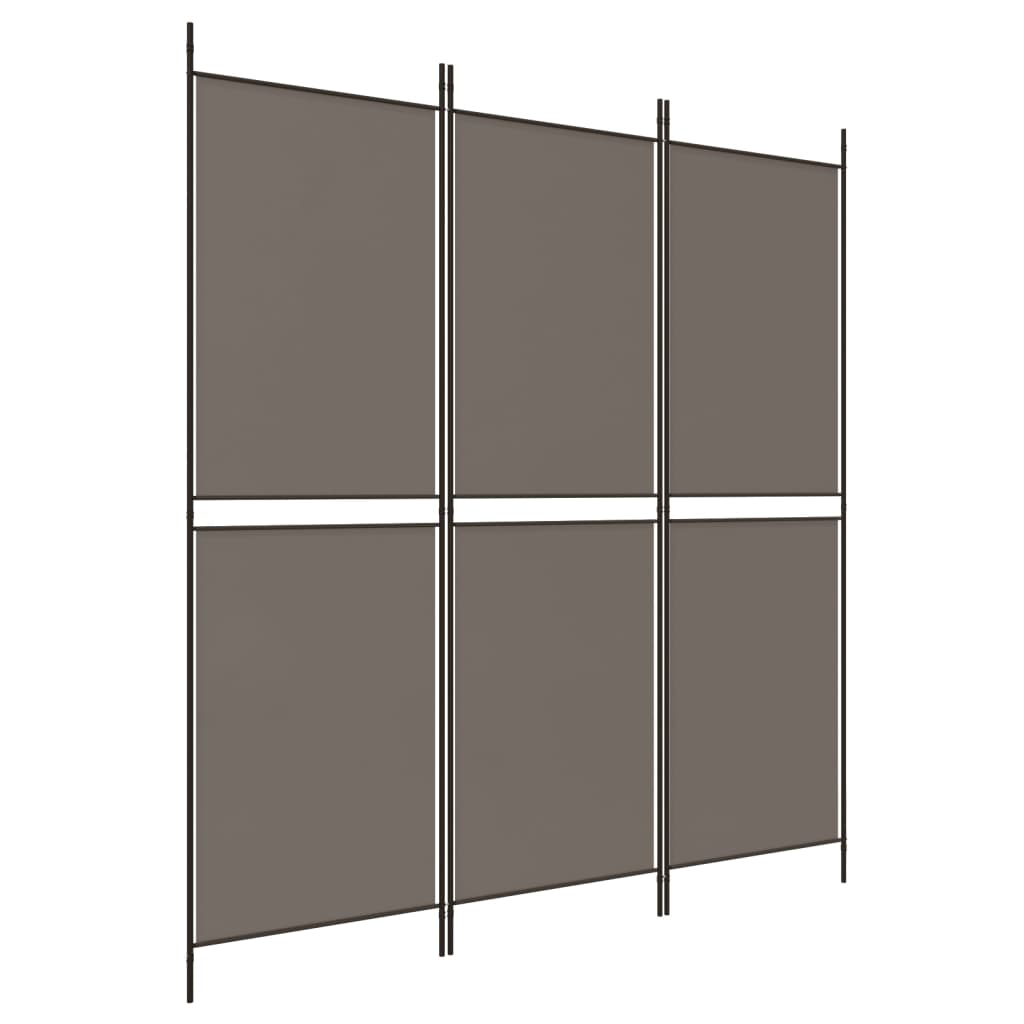 Divisorio a 3 Pannelli Antracite 150x200 cm in Tessuto
