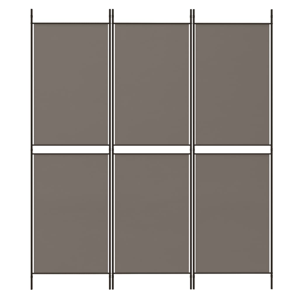 Divisorio a 3 Pannelli Antracite 150x200 cm in Tessuto