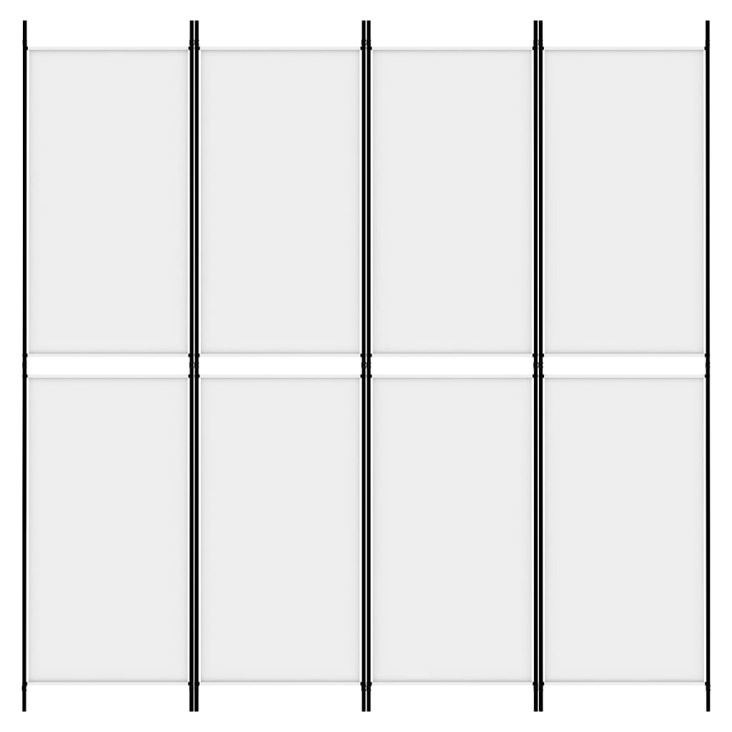 Divisorio a 4 Pannelli Bianco 200x200 cm Tessuto