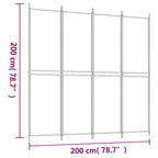 Divisorio a 4 Pannelli Bianco 200x200 cm Tessuto