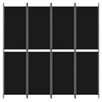 Divisorio a 4 Pannelli Nero 200x200 cm in Tessuto
