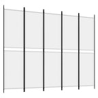 Divisorio a 5 Pannelli Bianco 250x200 cm Tessuto