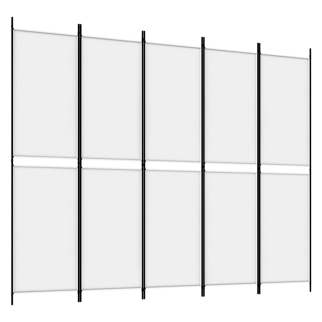 Divisorio a 5 Pannelli Bianco 250x200 cm Tessuto