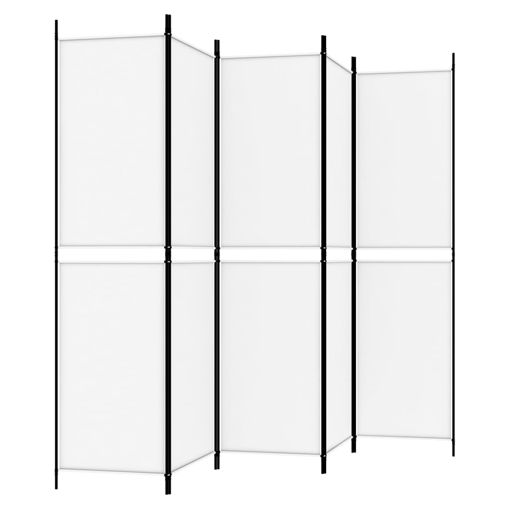 Divisorio a 5 Pannelli Bianco 250x200 cm Tessuto