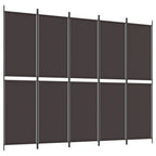 Divisorio a 5 Pannelli Marrone 250x200 cm in Tessuto