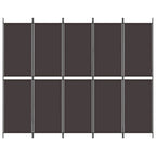 Divisorio a 5 Pannelli Marrone 250x200 cm in Tessuto