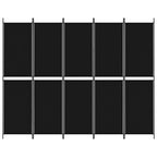 Divisorio 5 Pannelli Nero 250x200 cm Tessuto