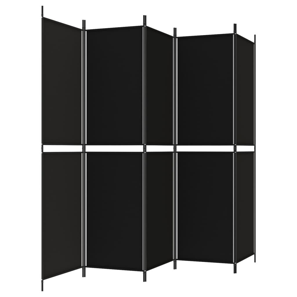 Divisorio 5 Pannelli Nero 250x200 cm Tessuto