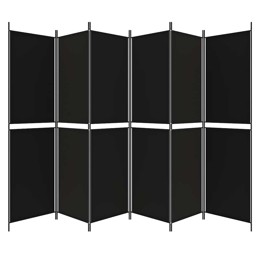 Divisorio a 6 Pannelli Nero 300x200 cm in Tessuto