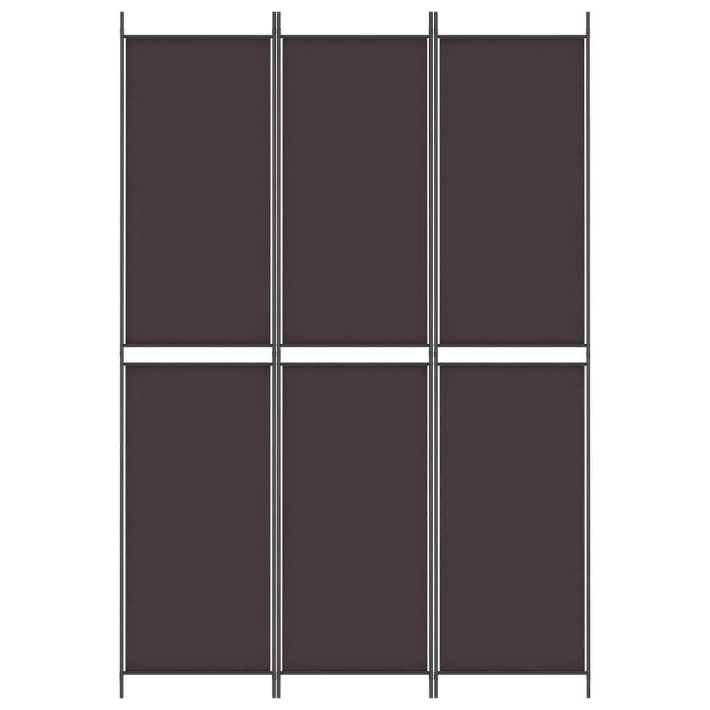 Divisorio a 3 Pannelli Marrone 150x220 cm in Tessuto