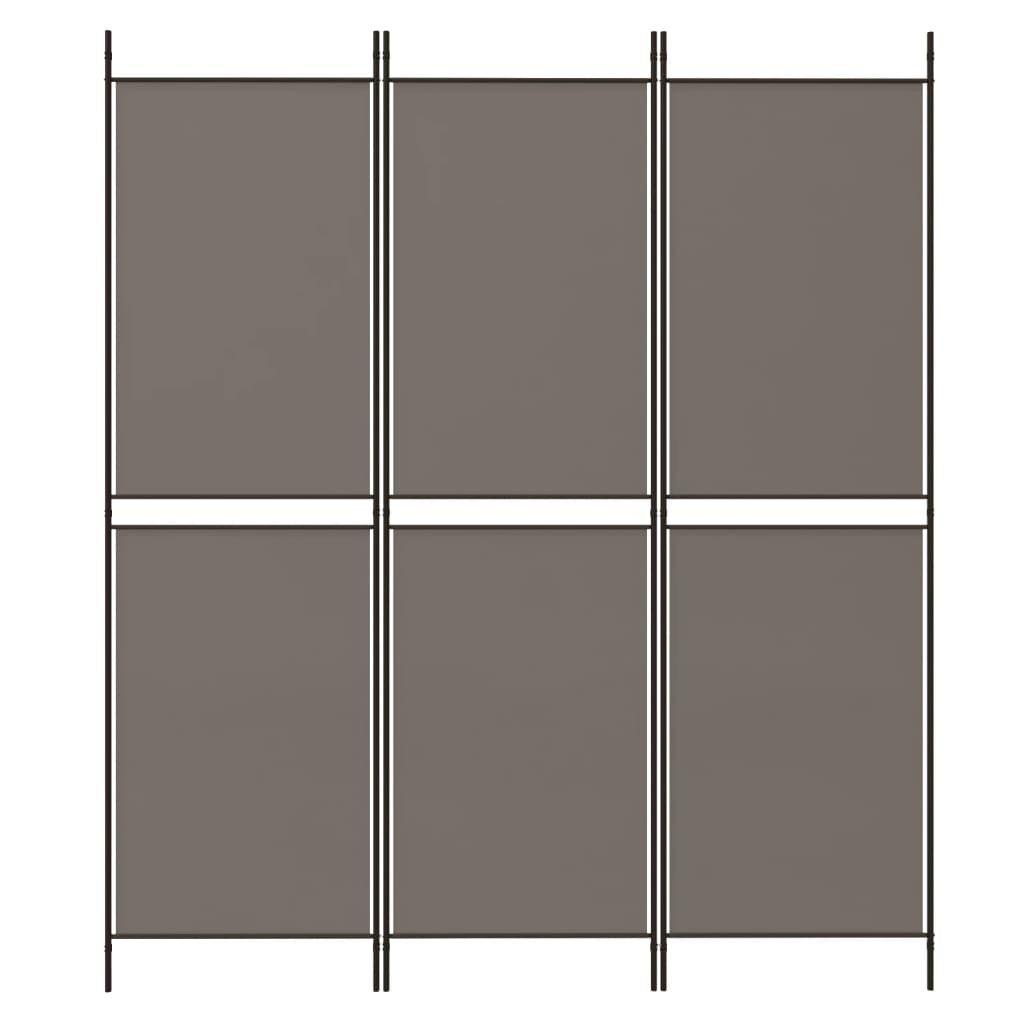 Divisorio a 3 Pannelli Antracite 150x220 cm in Tessuto