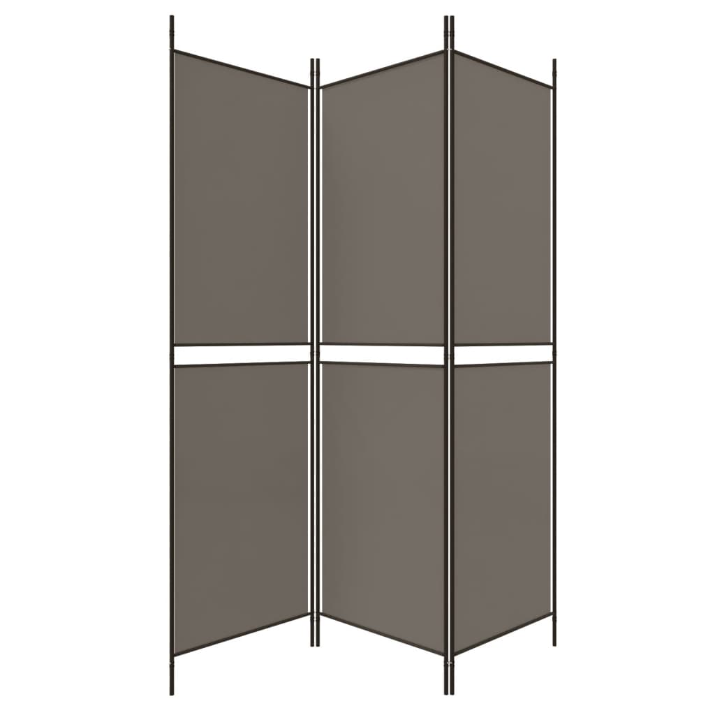 Divisorio a 3 Pannelli Antracite 150x220 cm in Tessuto