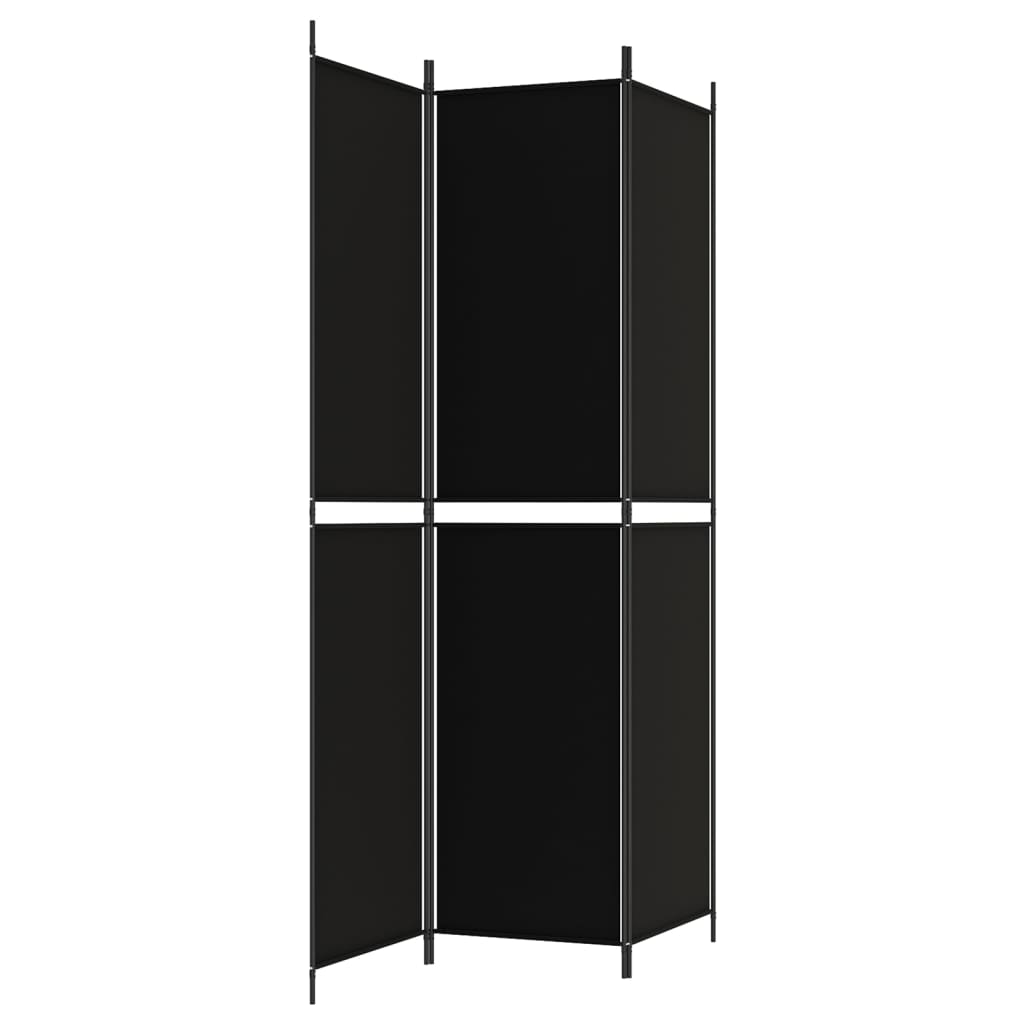Divisorio a 3 Pannelli Nero 150x220 cm in Tessuto