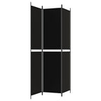 Divisorio a 3 Pannelli Nero 150x220 cm in Tessuto