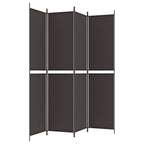 Divisorio a 4 Pannelli Marrone 200x220 cm in Tessuto