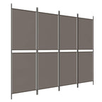 Divisorio a 4 Pannelli Antracite 200x220 cm Tessuto