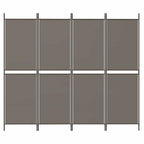 Divisorio a 4 Pannelli Antracite 200x220 cm Tessuto