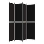 Divisorio a 4 Pannelli Nero 200x220 cm in Tessuto