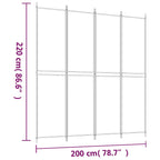 Divisorio a 4 Pannelli Nero 200x220 cm in Tessuto