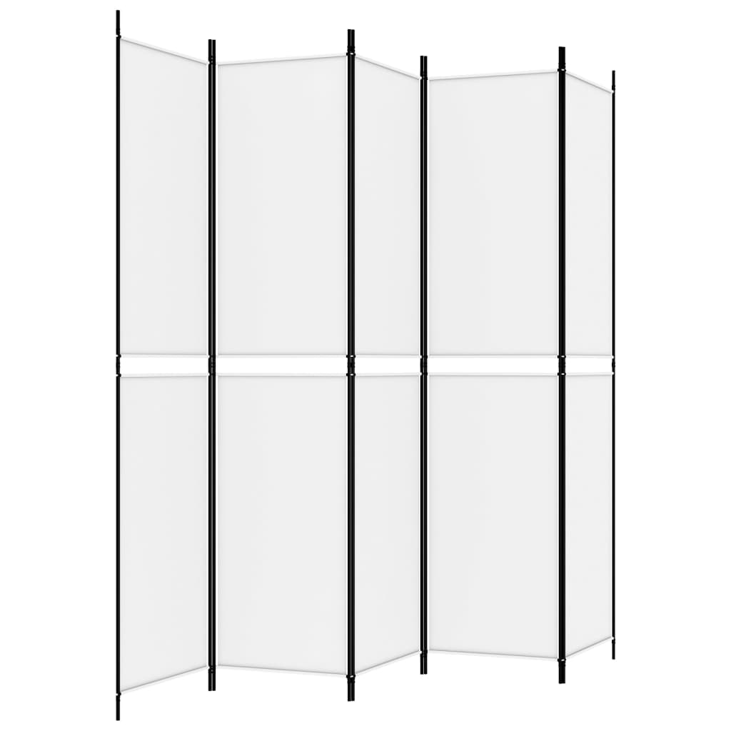 Divisorio a 5 Pannelli Bianco 250x220 cm Tessuto