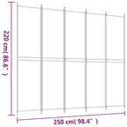 Divisorio a 5 Pannelli Bianco 250x220 cm Tessuto