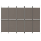 Divisorio a 5 Pannelli Antracite 250x220 cm Tessuto