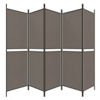 Divisorio a 5 Pannelli Antracite 250x220 cm Tessuto